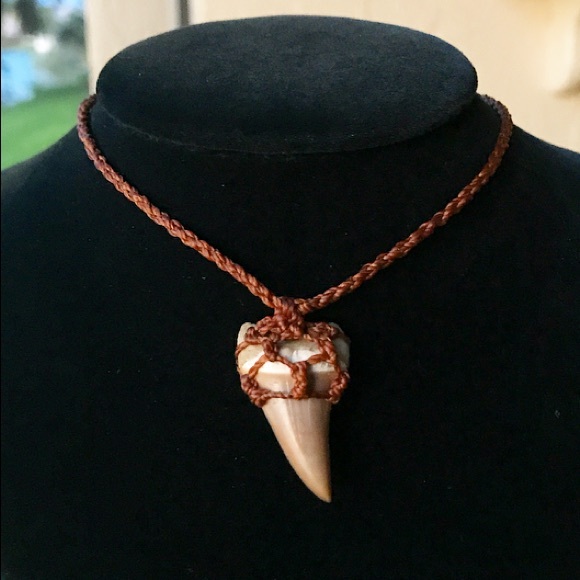 SOLD shark tooth light brown copper necklace - Picture 5 of 8